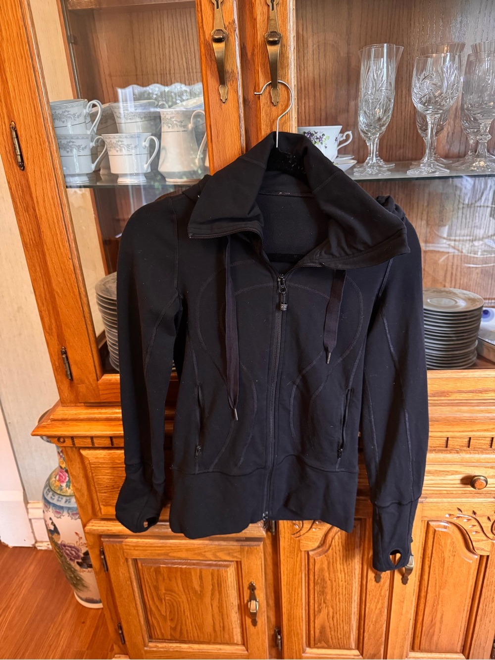 Black Women's Full-Zip Jacket with High Collar